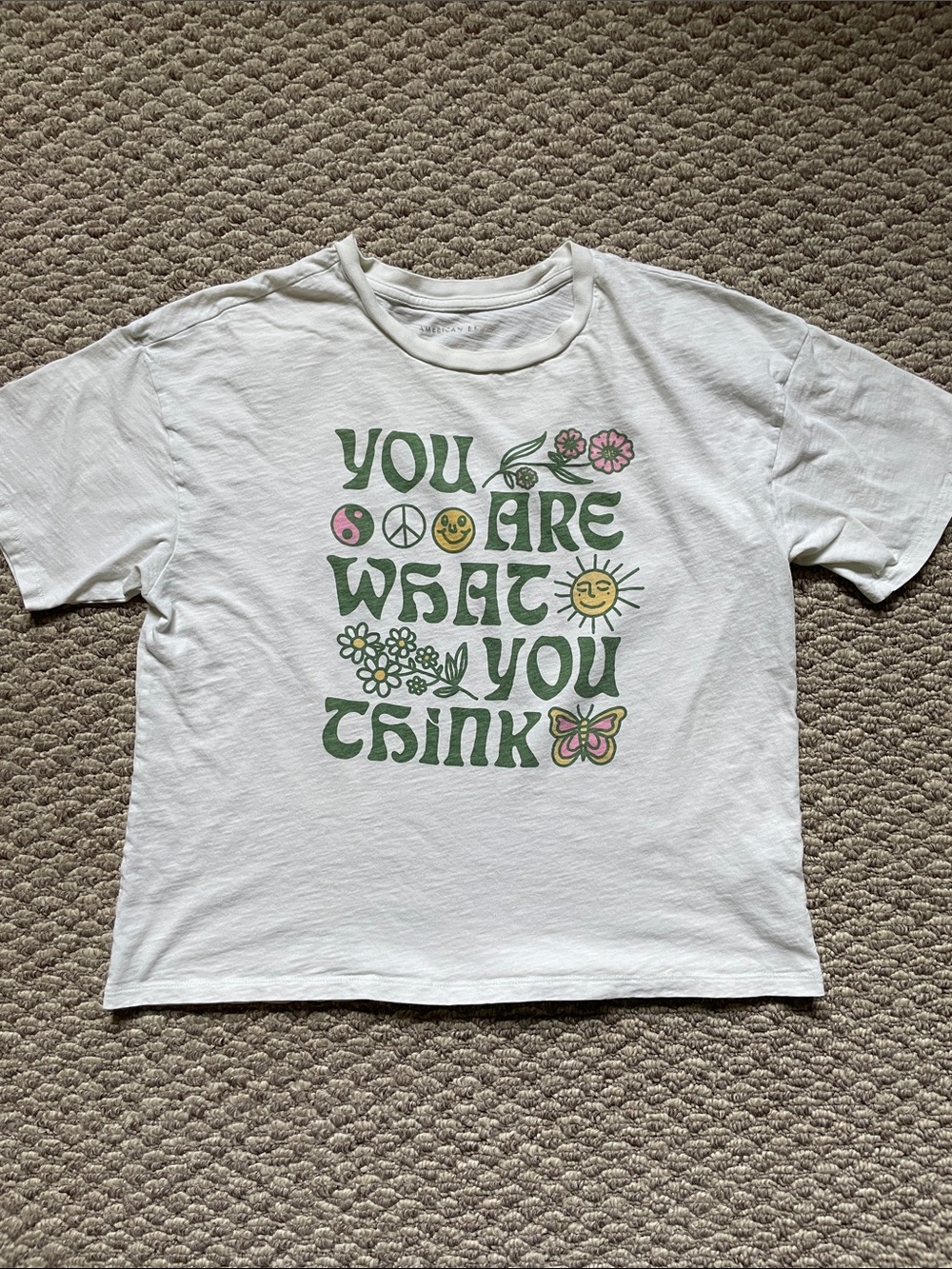American Eagle crop top positive vibes t shirt